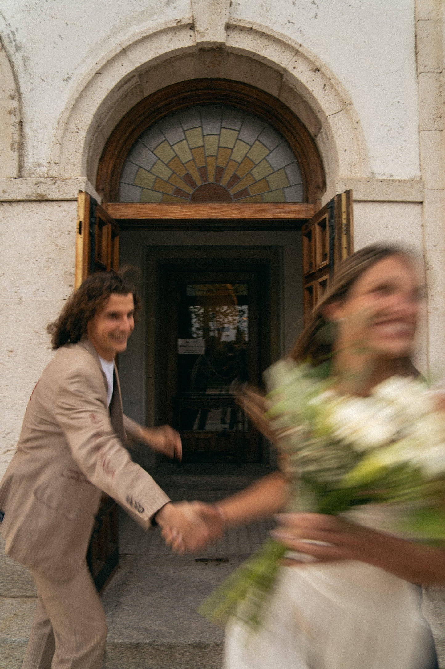 Pantaloni sartoriali in lino ricamati Dolce Creatura