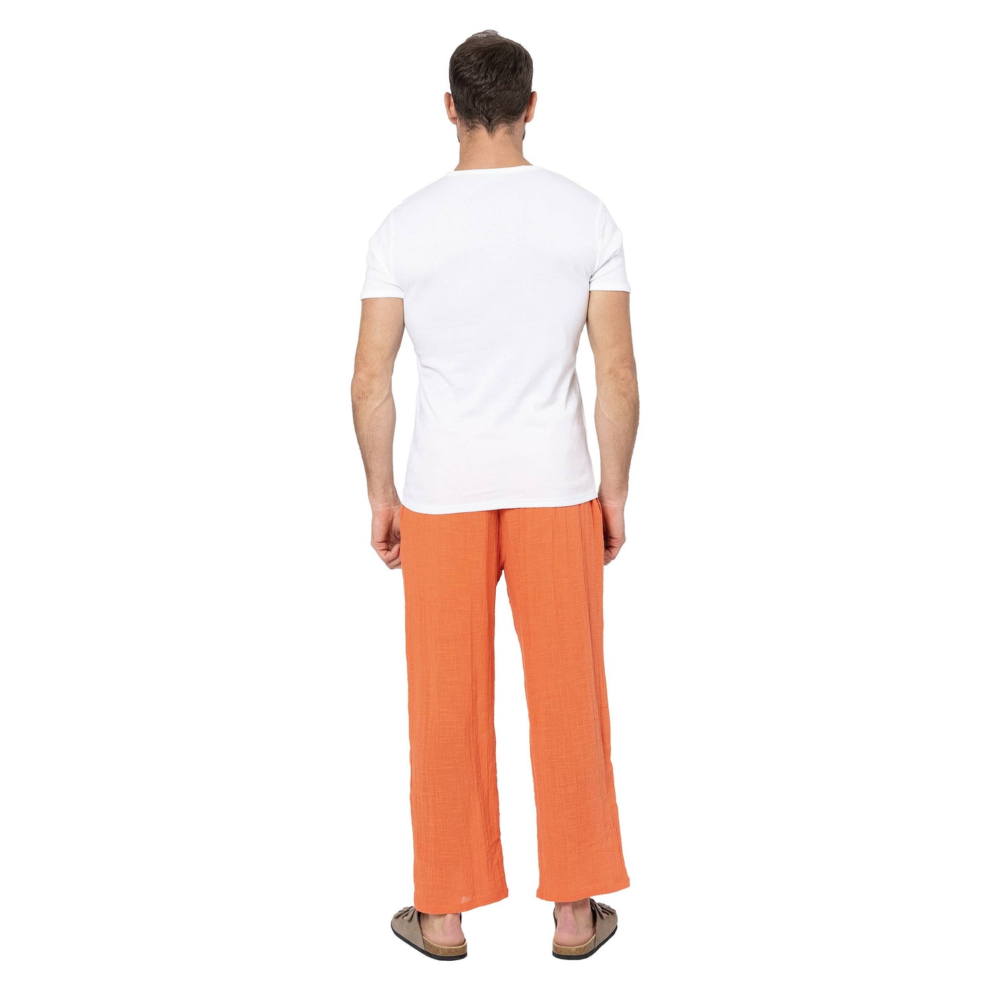 Pantaloni estivi lunghi in cotone arancioni