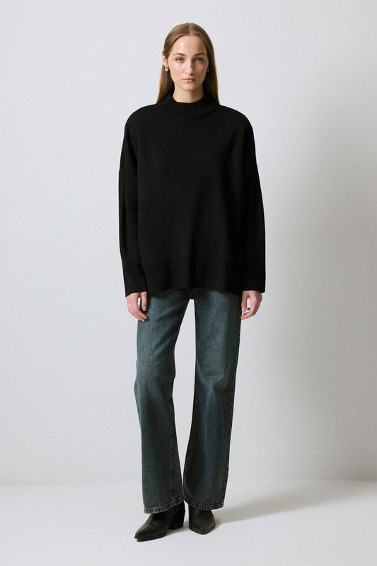 Maglione basic a collo alto in maglia