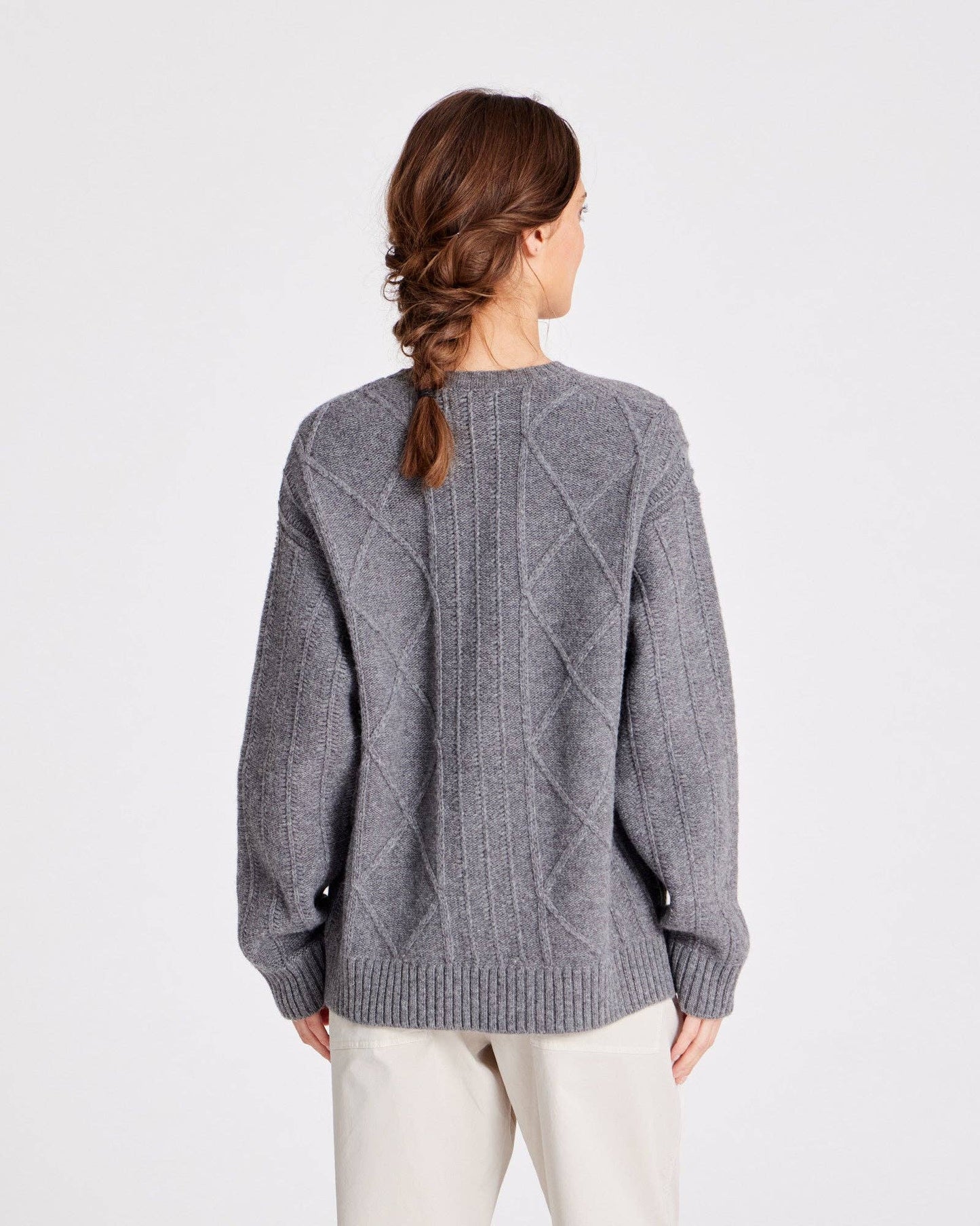 Cardigan Clara in lana d’agnello grigio mélange