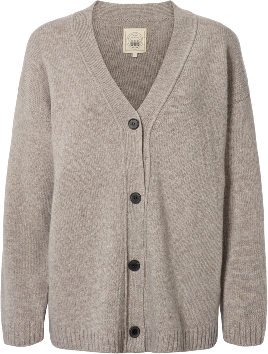 Cardigan Edith in lana d’agnello grigio pietra