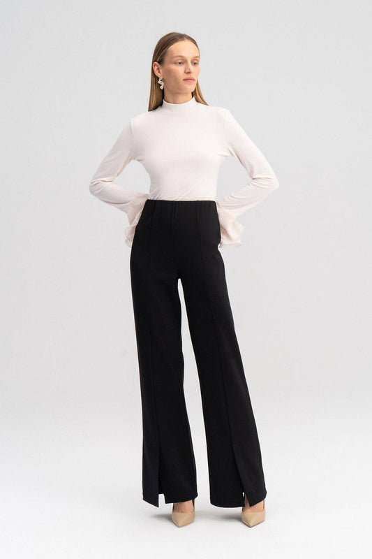 Pantaloni a vita alta in jersey con spacchi frontali