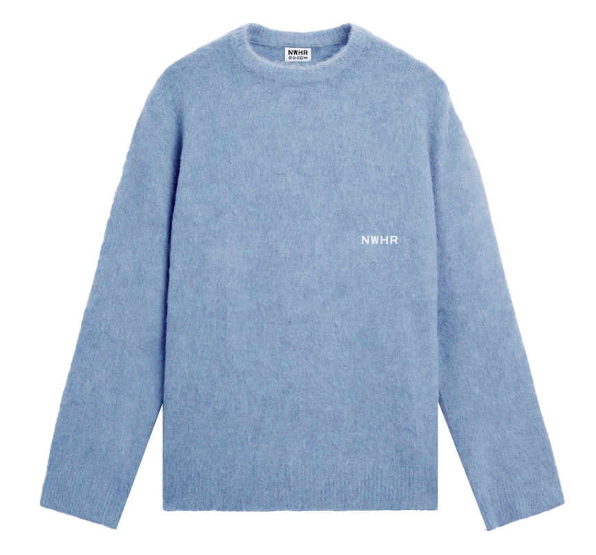 Maglione corto oversize in lana biologica blu per neonati
