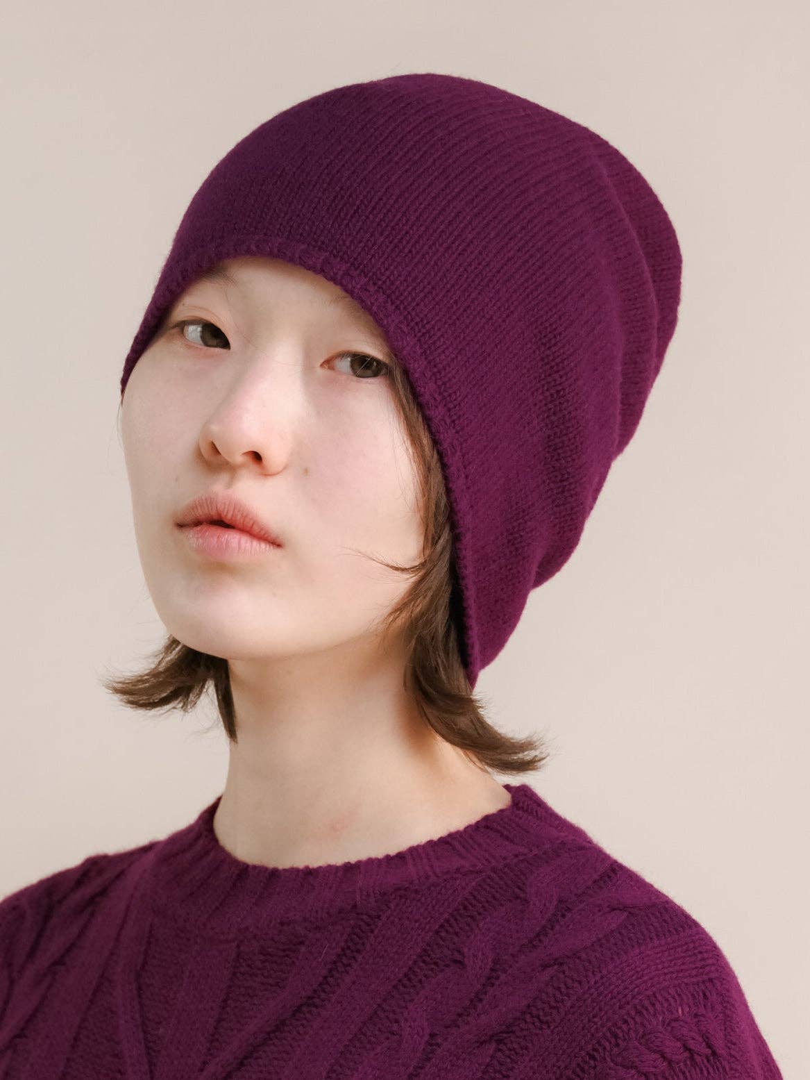Berretto in misto cashmere a maglia tridimensionale