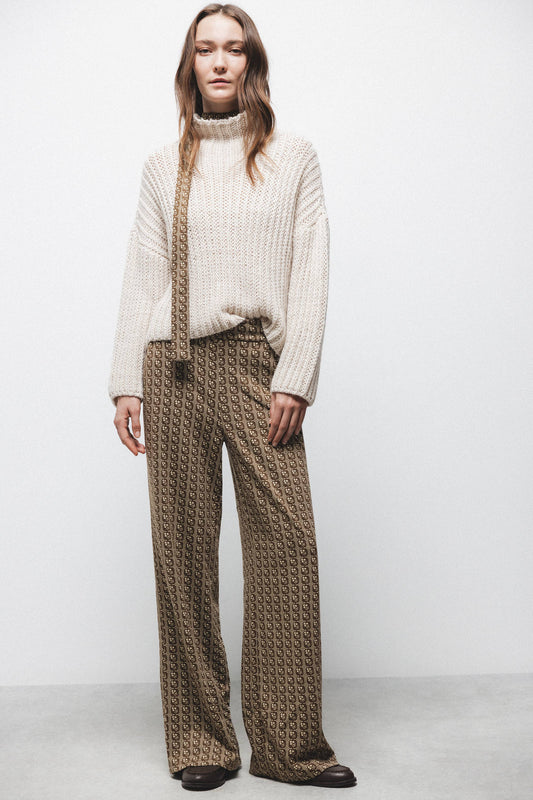Pantaloni a sigaretta con motivo geometrico