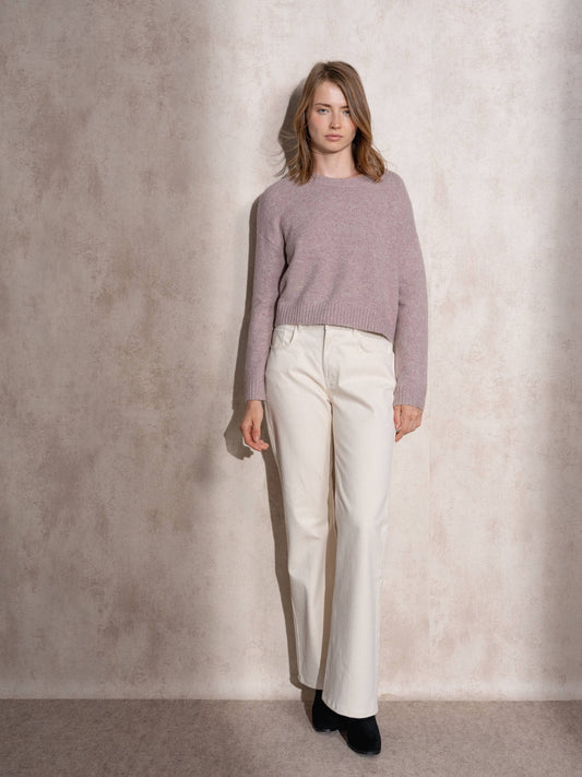 Jeans a gamba dritta color crema