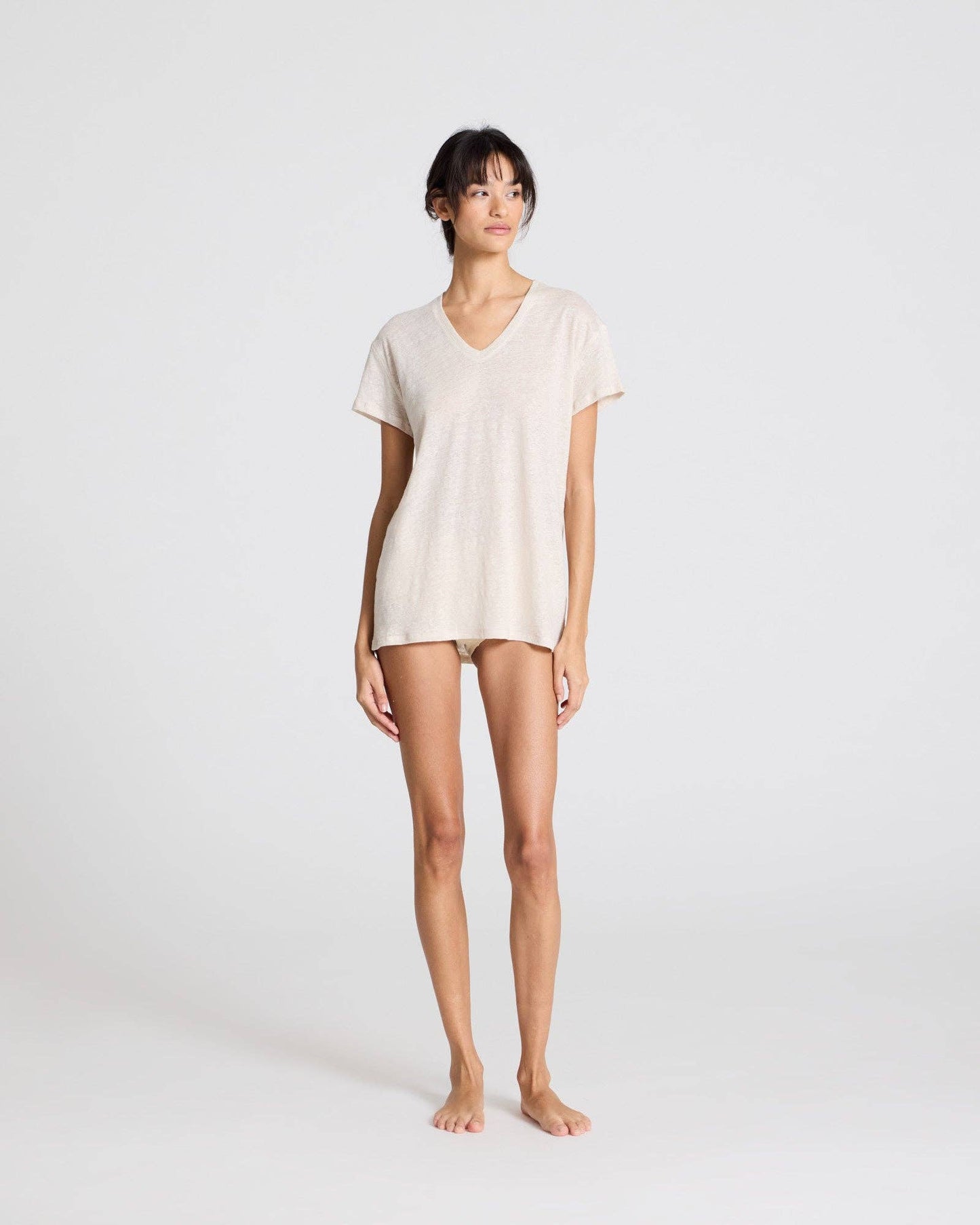 T-shirt in lino Simone grigio antico