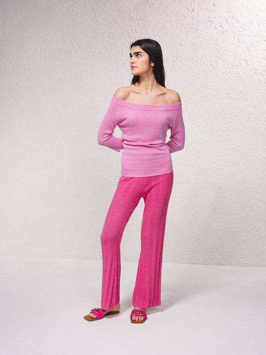 Maglione lurex off-shoulder