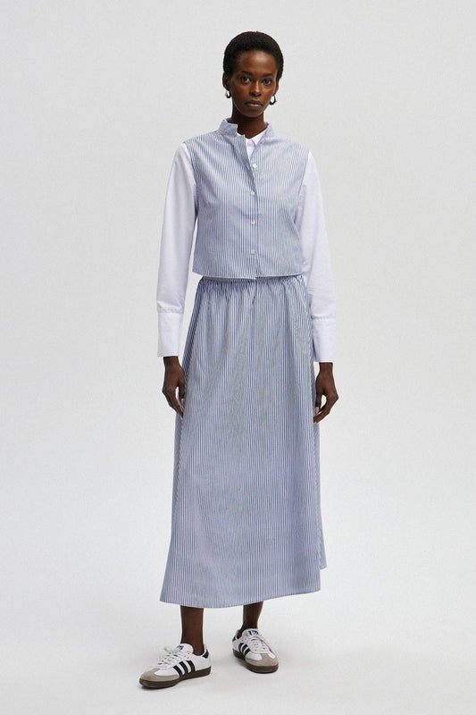 Set gilet e gonna in popeline a righe