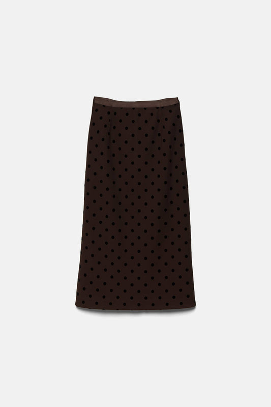 Gonna midi a pois con zip laterale