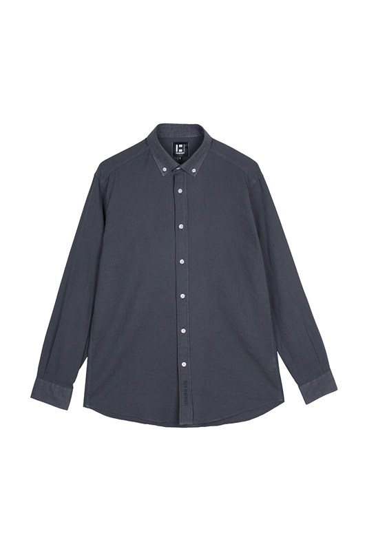 Camicia in lino blu navy