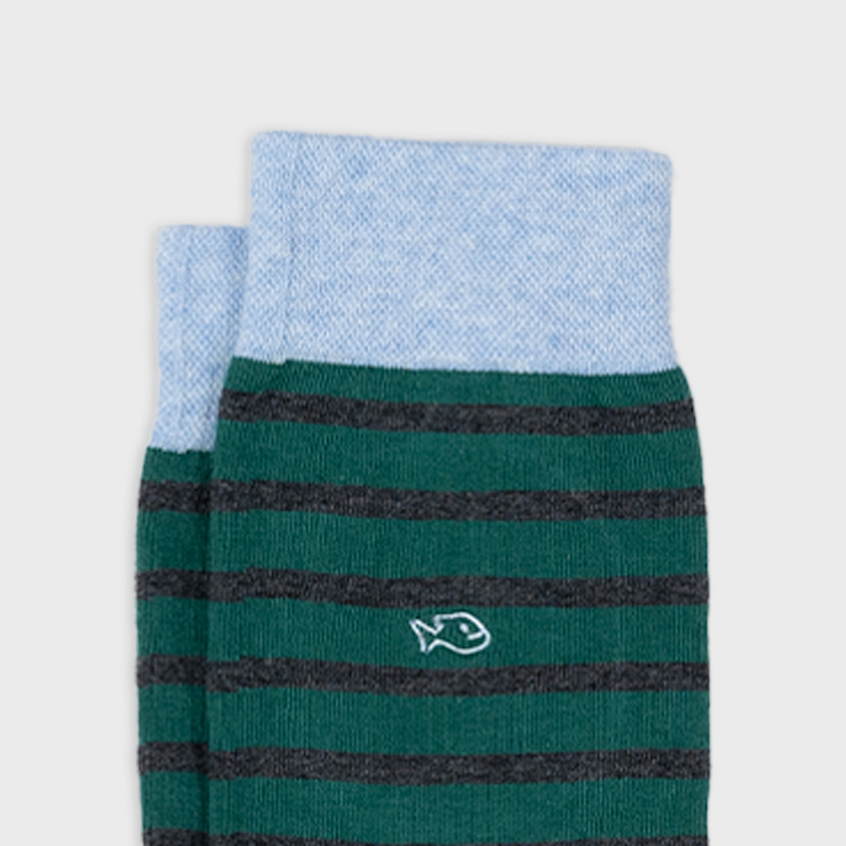 Calzini a righe in cotone pettinato verde scuro e grigio
