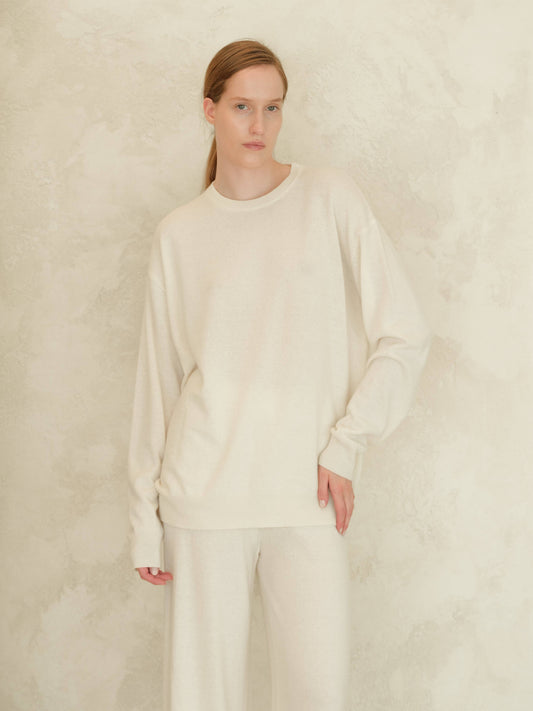 Maglione girocollo classico in misto cashmere