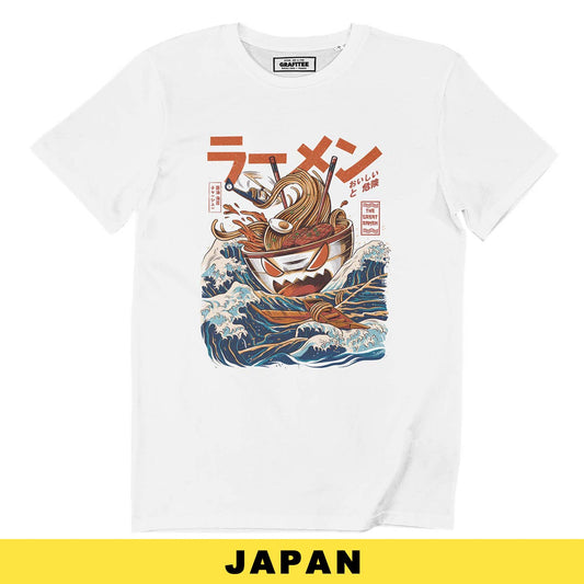 T-shirt manga unisex The Great Ramen di Kanagawa