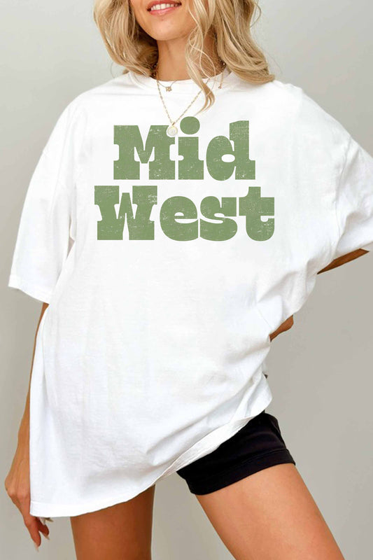 T-shirt oversize grafica “Mid West” in cotone