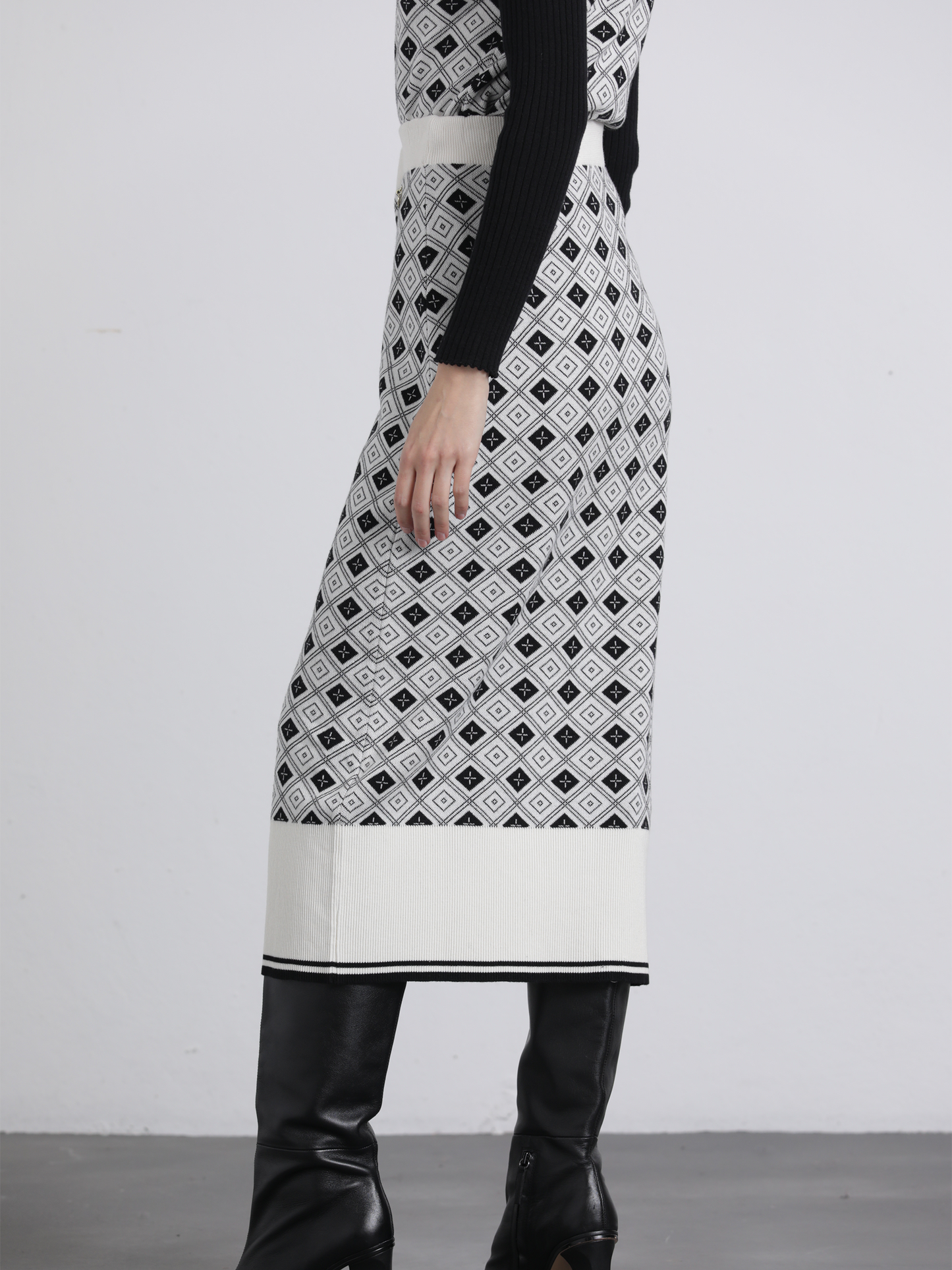 Gonna midi jacquard a rombi