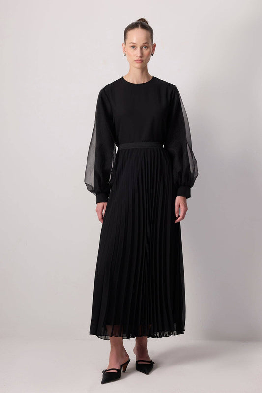 Gonna midi plissettata in chiffon