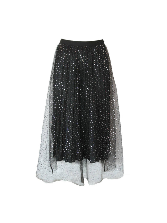 Gonna midi in tulle con paillettes