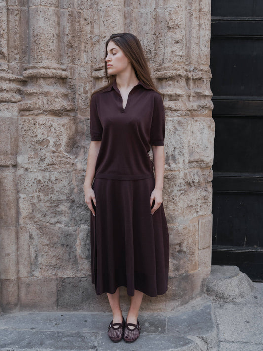 Polo a maniche corte in lana merino extrafine