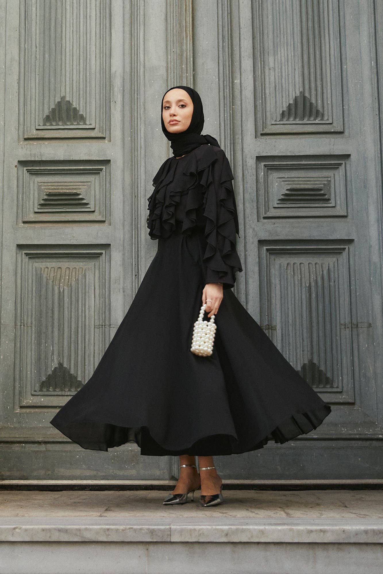 Gonna lunga in chiffon nera