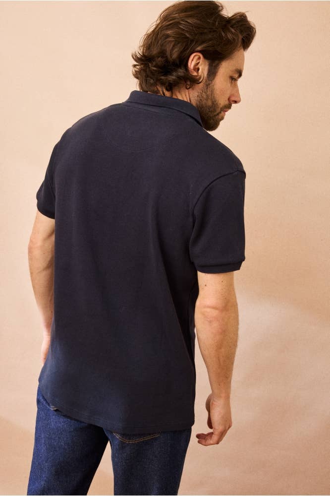 Polo blu navy in cotone piqué