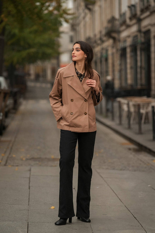 Trench corto doppiopetto in cotone