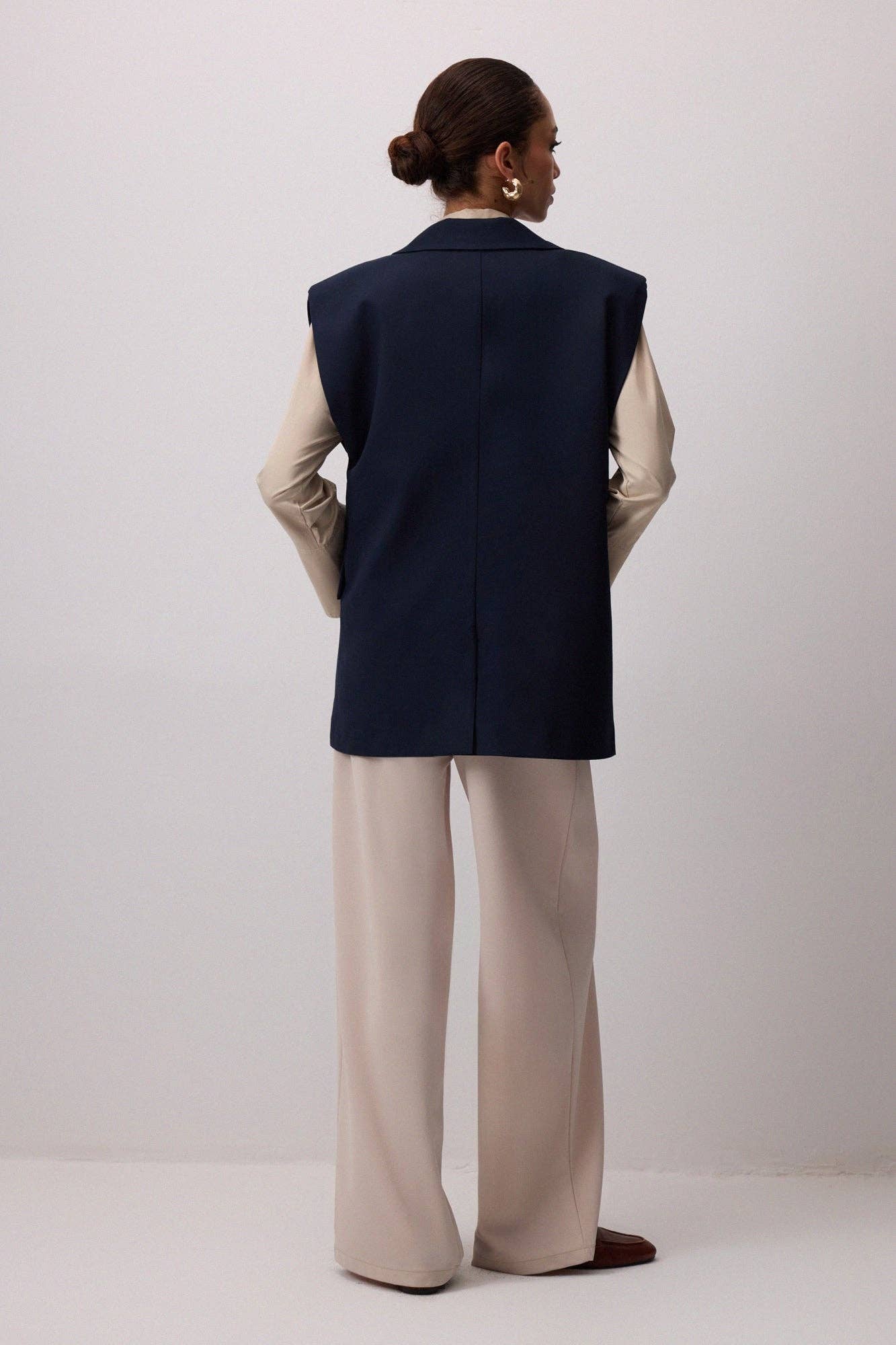 Blazer imbottito asimmetrico blu navy