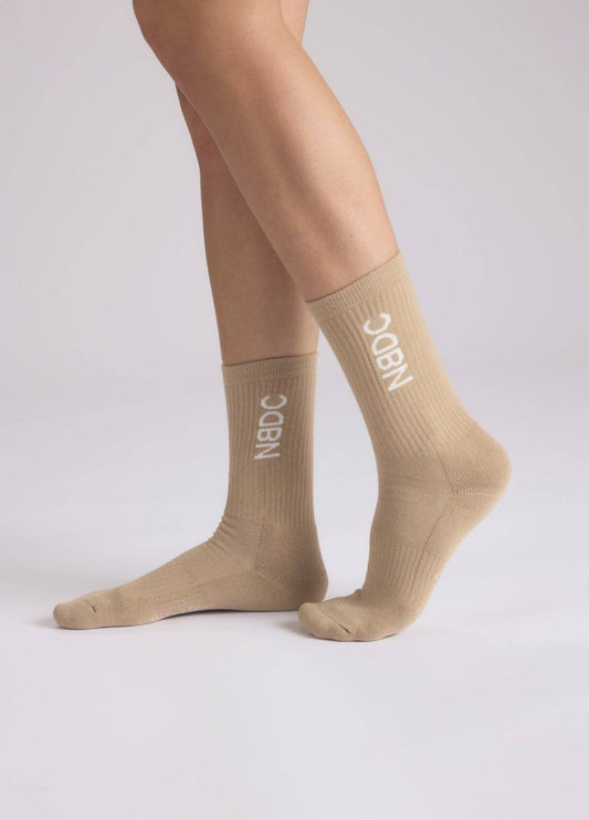 Calzini beige con logo a contrasto