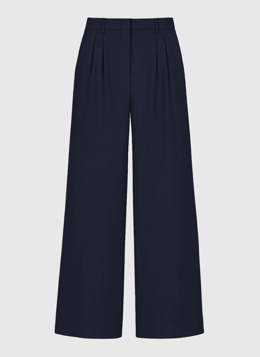 Pantaloni palazzo a vita alta blu navy