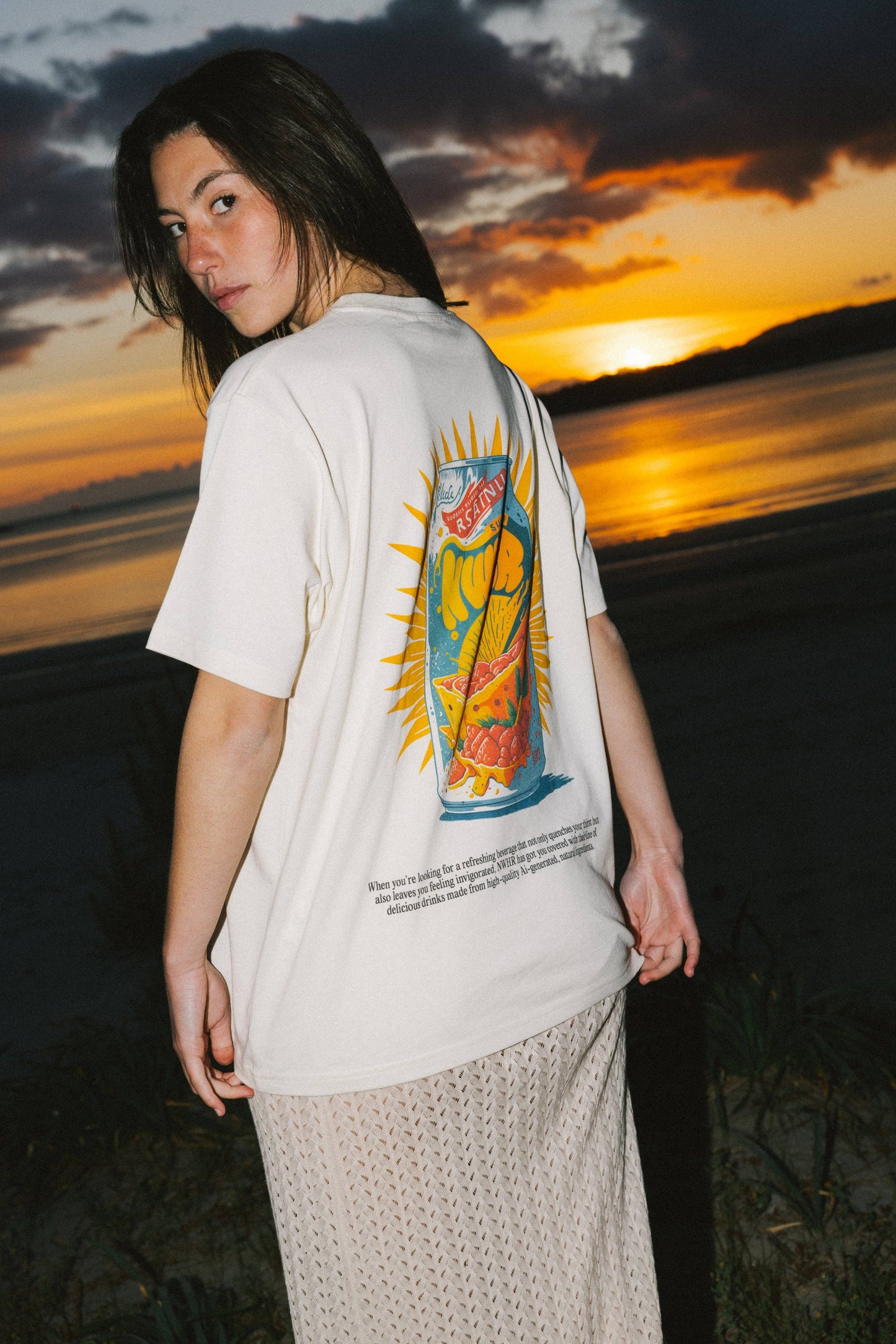T-shirt in cotone organico con stampa Summer Drink