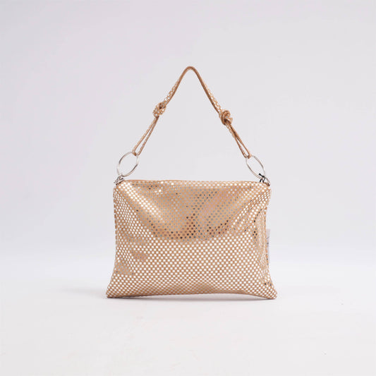 Borsa in camoscio con floccatura argentata