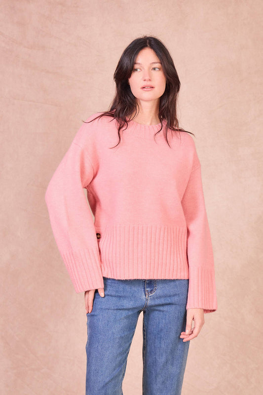 Maglione in misto lana con bottoni laterali