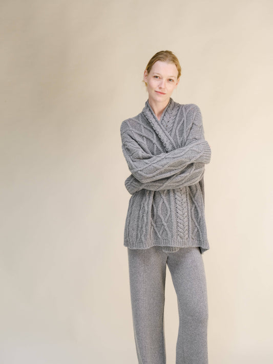 Cardigan Aran oversize in misto cashmere