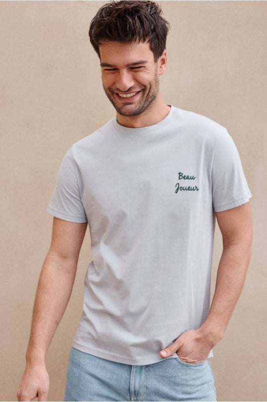 T-shirt Beau Joueur in cotone biologico blu-grigio