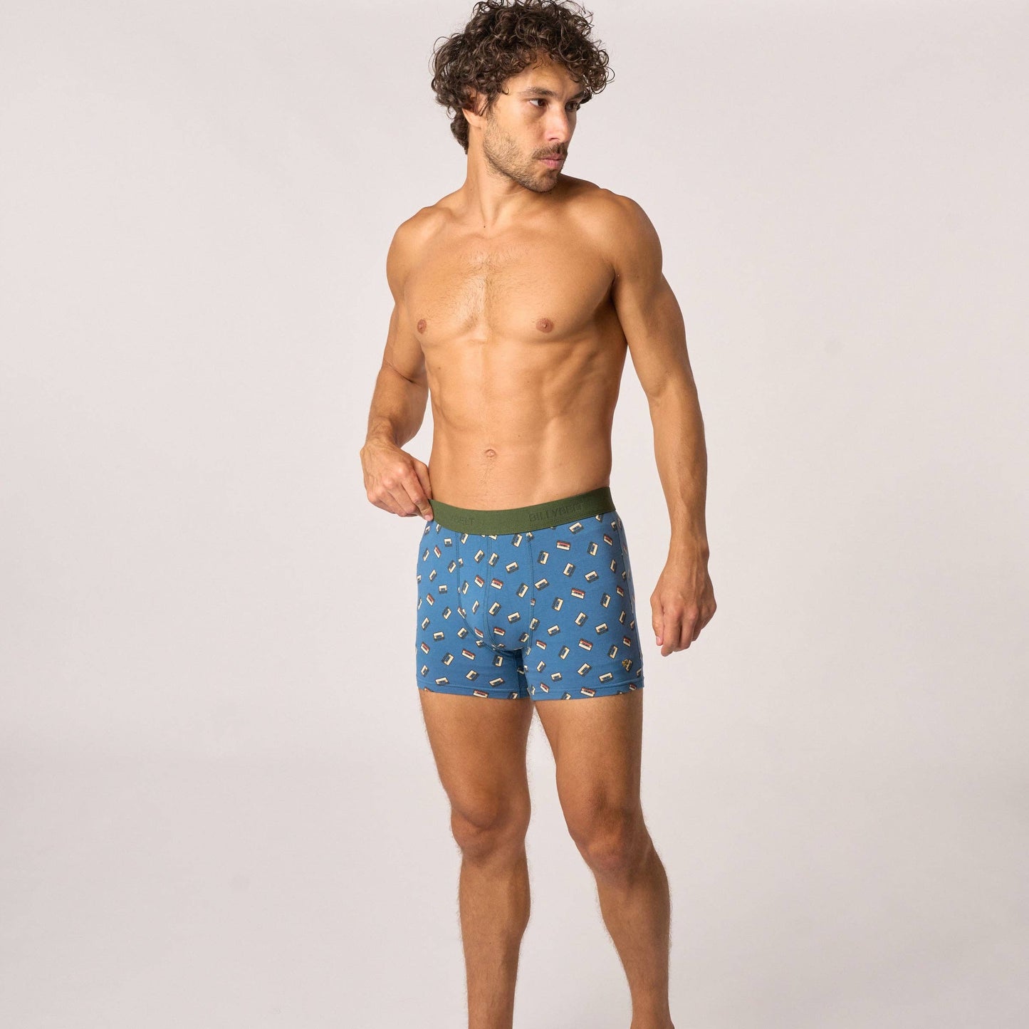Boxer in cotone biologico con stampa cassette