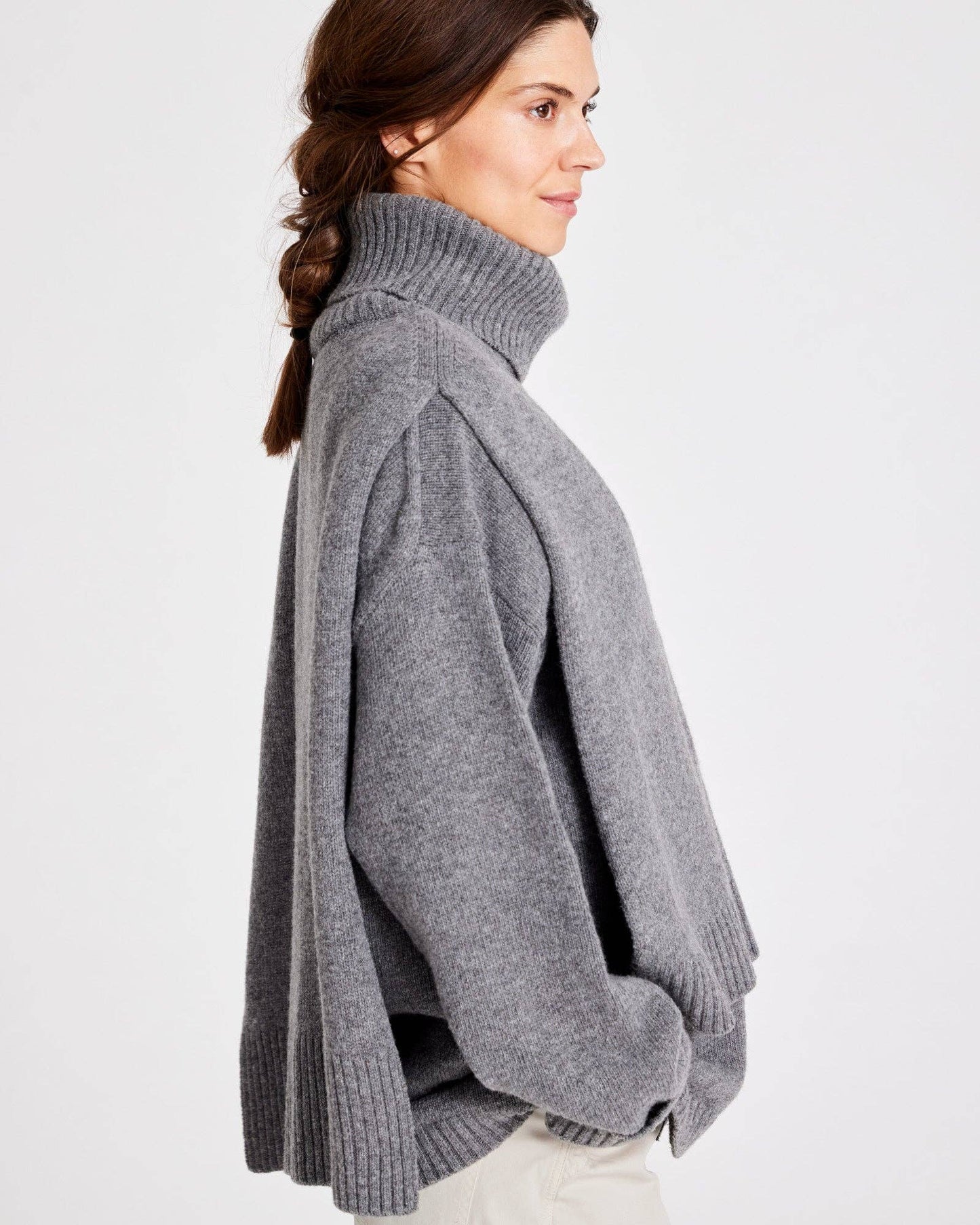 Collo Michelle in lana d’agnello grigio mélange