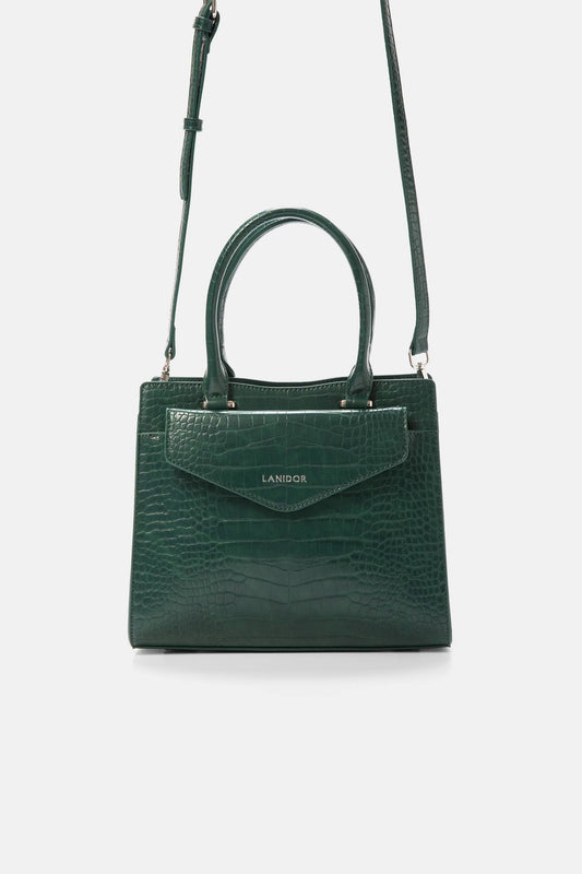 Borsa a mano effetto coccodrillo con tracolla