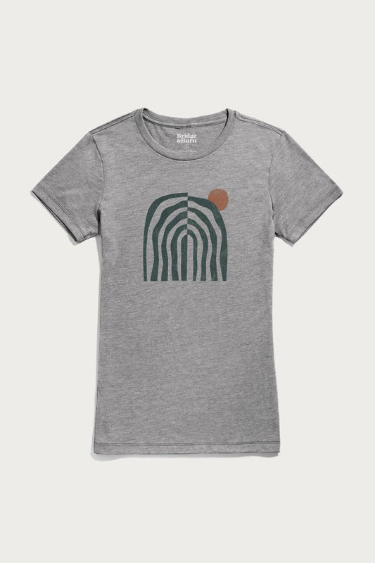 T-shirt donna grigia con stampa grafica