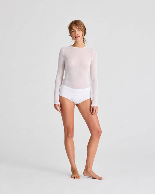 Top a Maniche Lunghe in Lana Thyra Bianco