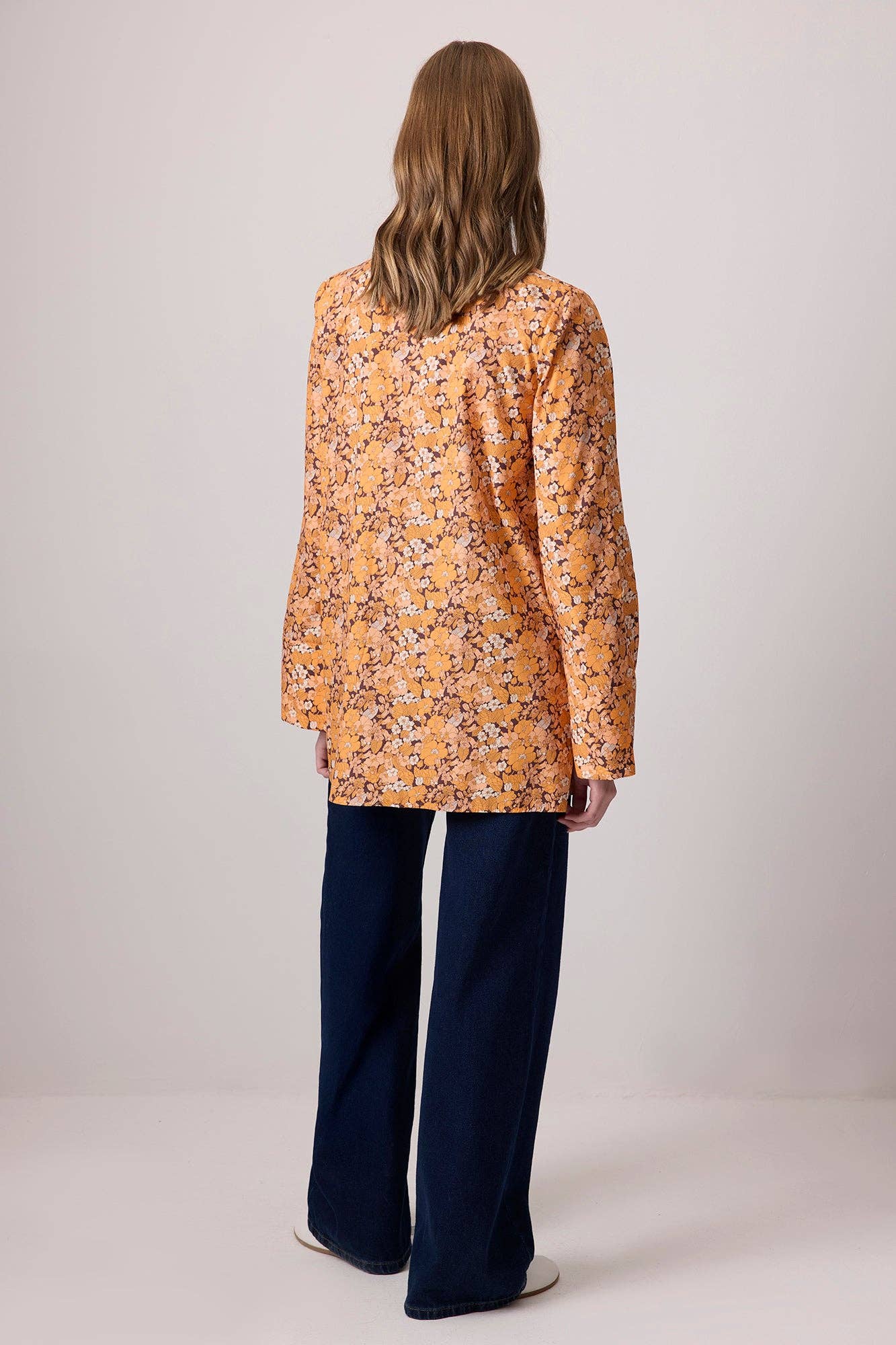 Camicia in cotone floreale vintage con bottoni