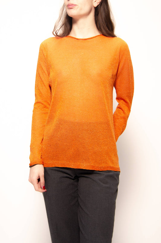 Maglione glitterato con scollo a barca in maglia 3D