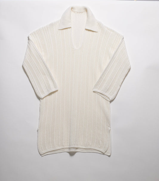 Maxi abito polo in cotone premium lavorato all’uncinetto