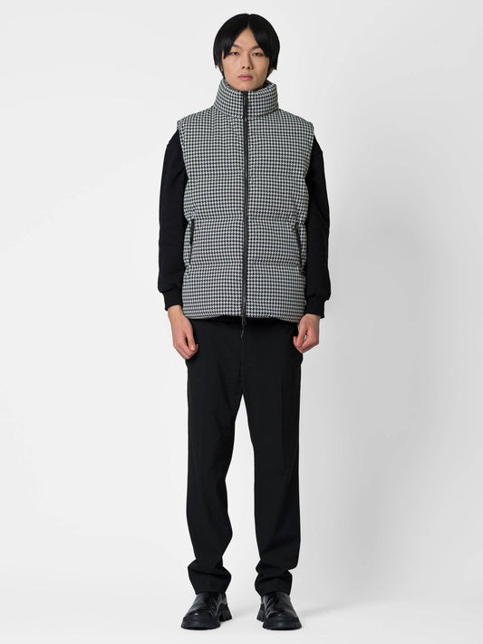 Gilet imbottito pied de poule con cappuccio staccabile