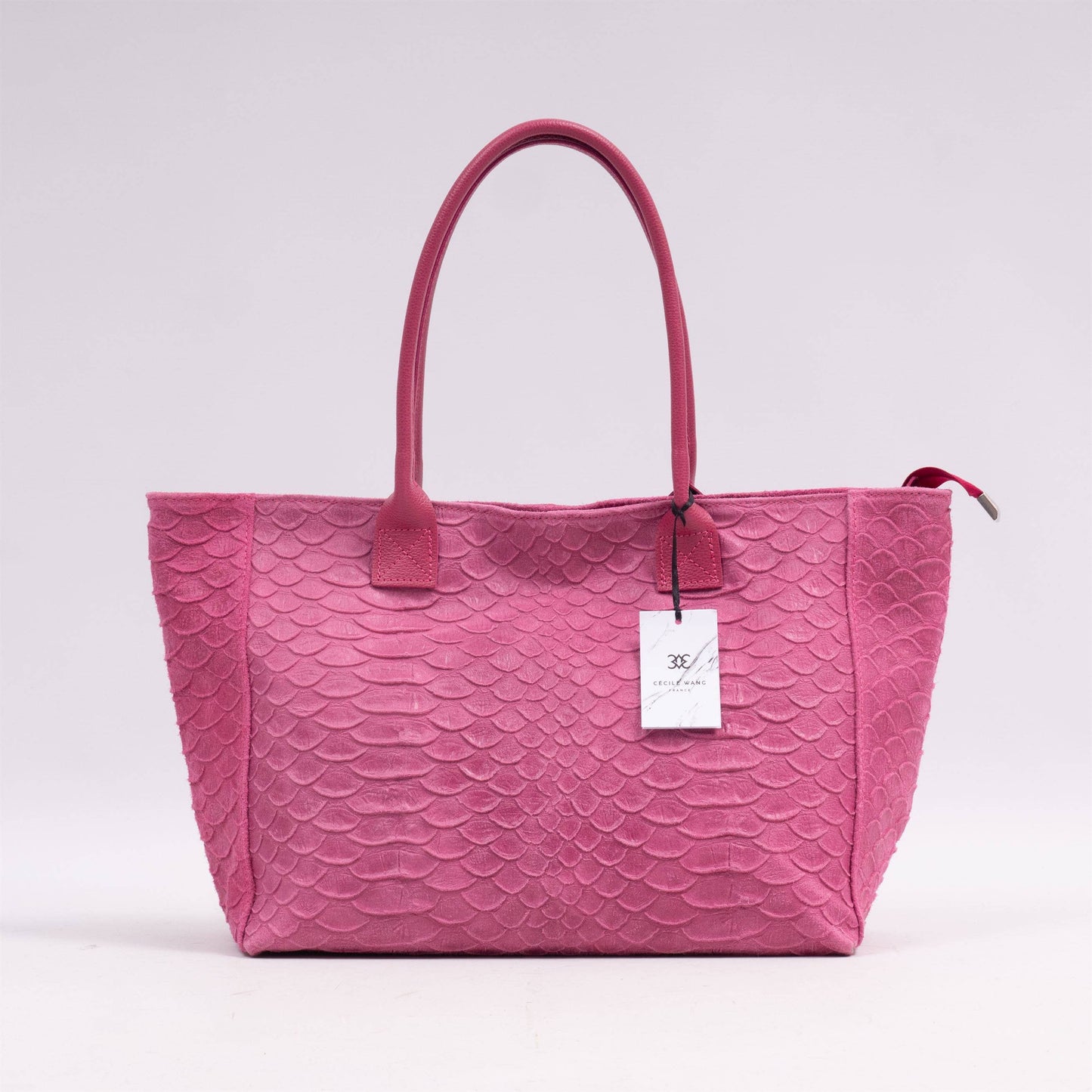 Borsa tote in pelle con texture serpente