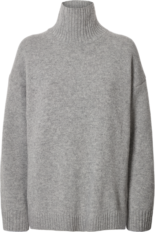 Maglione dolcevita in lana d’agnello grigio mélange