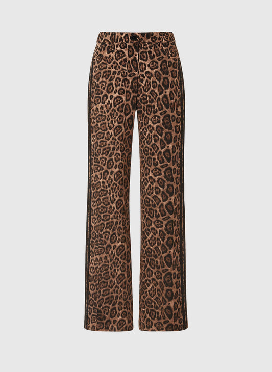 Pantaloni a zampa animalier vita alta