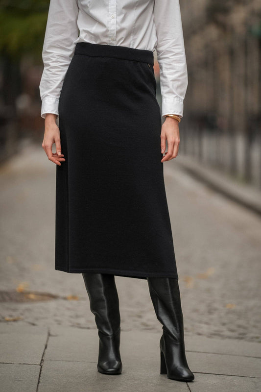 Gonna in maglia midi a vita elastica