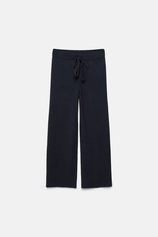 Pantaloni palazzo in maglia con vita elasticizzata