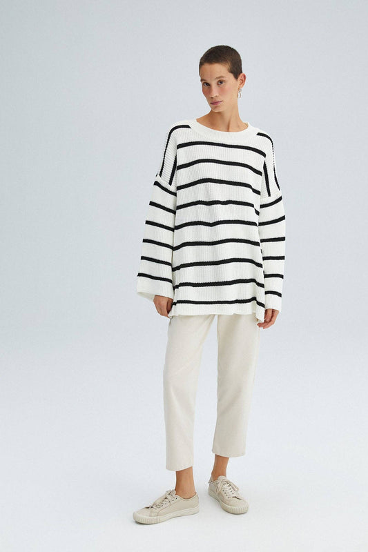 Tunica oversize in maglia a righe