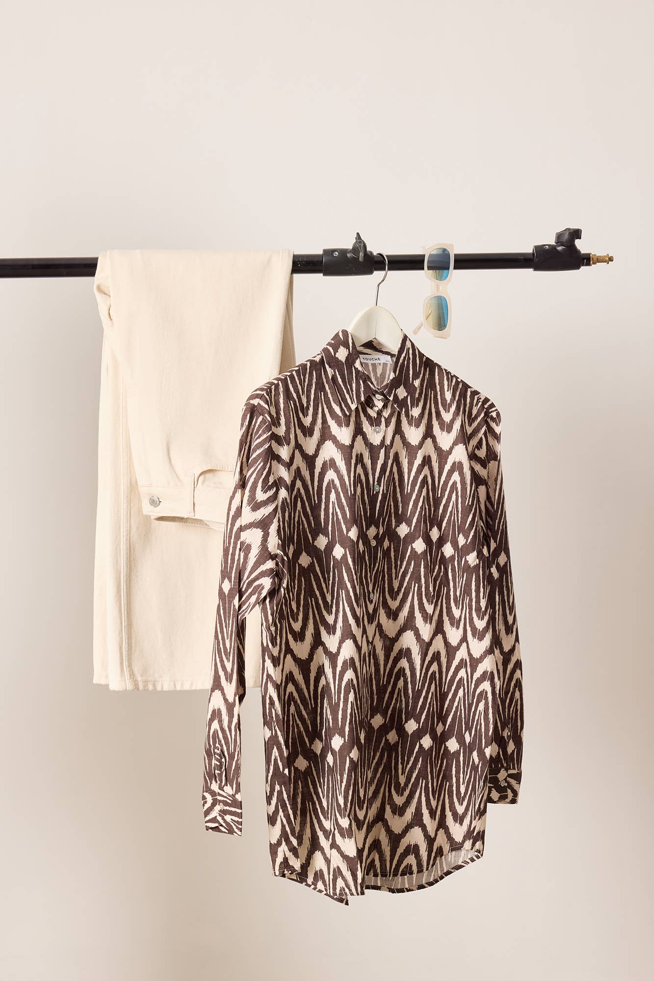 Camicia oversize in cotone con stampa ikat